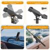 Boat Fishing Pole Rod Holder 360Ã‚Â° Rotatable Kayak Side Rail Mount Adjustable Folding Rod Holder w/ Large Clamp