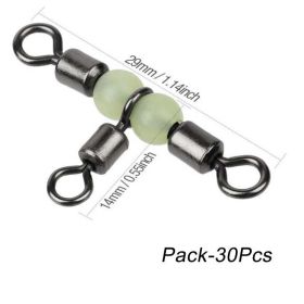 10/20/30/40pcs Cross Line Rolling Swivel With Pearl Luminous Beads; 3 Way Rigs Fishing Tackle Connector For Drifting Trolling (size: 30pcs)